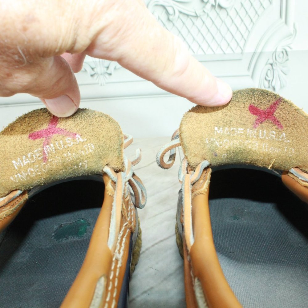 LL Bean Blue Rubber Gumshoes Moccasin Low Ankle Boots Size 9 Wide - Picture 8 of 10